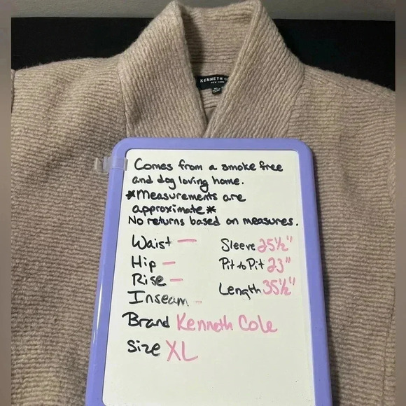 Kenneth Cole beige tan classic wool blend single button coat size XL - Picture 7 of 12